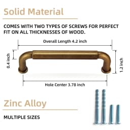 5 Inch (128mm) Hole Center Cabinet Pulls Antique Brass Zinc Alloy Kitchen Drawer Pulls Dresser Knobs Drawer Handles Hardware