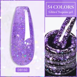 Mtssii Reflective Glitter Gel Pink Sparkling Sequins Gel Nail Polish Soak Off UV Nail Gel Semi-permanent Nail Art Decoration