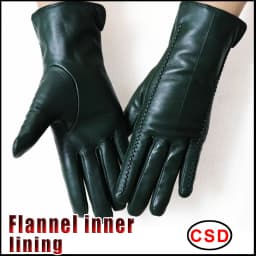Leather gloves women's sheepskin flannel lining winter warmth high-grade black touch screen color leather gloves driving new