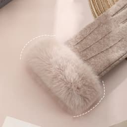 Women Winter Keep Warm Touch Screen Stripe Wrist Hairy Gloves Elegant Simple Windproof Not Bloated Cycling Drive Elasticity