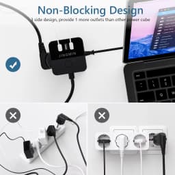 ANRMESUN Cube Extension Socket with Switch Power Strip with 1.5M Copper Cable 3 AC Outlets 3 USB Ports Home Office Power Adapter