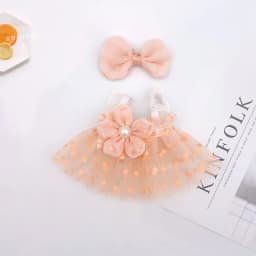 Polka Dot Tulle Doll Dress Flower Bow Mini Skirt For OB11 1/12 BJD 10cm Cotton Plush Doll Dress Up Accessories Only Clothes