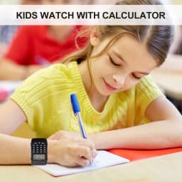 2Pcs Kid Calculator Watch Educational Digital Wristwatch with Time Display Math Calculation Function Clear Readable Screen