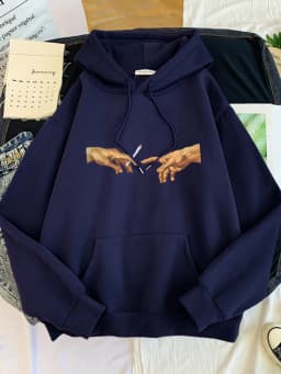 Hoodies Women's Two Hands And a Cigarette Graphic Print Hoodiest Thirteen Colors Harajukua Style Casual Top Women Street Style
