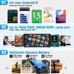 Ulefone RugKing 4G Rugged Phone Android 15 Up to 16GB+256GB AI Smartphone 9600mAh Waterproof 5.99" 50MP NFC Global Version 126dB