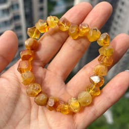Yoowei 100% Real Amber Bracelet for Unisex Genuine Black Bead Irregular Natural Plant Medical Healing Jewelry Gift Wholesale