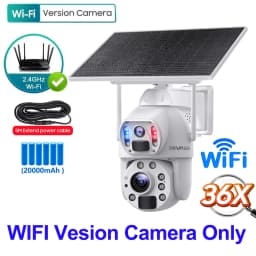 SHIWOJIA 36X ZOOM 12MP 4G SIM Solar Camera Outdoor 360° Wireless WIFI Battery Security Cameras with Solar Panel PIR Night Vision