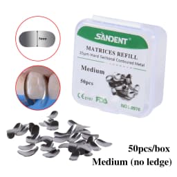 50Pcs Dental Metal Matrices Bands Sectional Contoured Matrix Refill S/M/L Sizes 35μm for Teeth Replacement Dentsit Tools