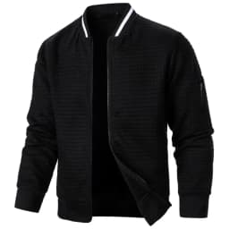 New Mens Long Sleeve Zipper Jacket Coats Stand Up Sweatshirts Outdoor Streetwear Autumn Warm Solid Color Baseball Jacket Men