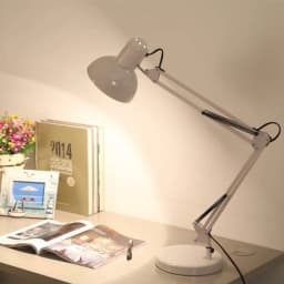 JOYINLED Adjustable LED Eye Protection Desk Lamp E27 Long Arm Big Lampshade Flexible Clip for Lamp Bedside Office Study Student