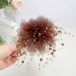 Elegant Peony Flower Grasping Clip Sequin Tassel Hair Claw Plastic Crab Hair Clips Women