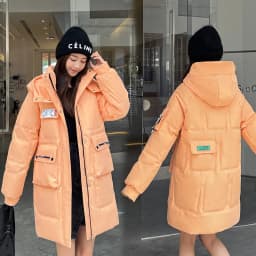 Loose Fit Mid-Length Thickened down Cotton Jacket Women's Korean Style College Windbreaker Autumn Winter Coat Lobeensind