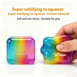 NeeDoh Rainbow Cube Squishy Fidget Toy Blind Box Stress Relief Sensory Cube Fingertip Release Stress Reliever