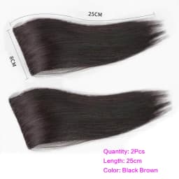 2Pcs Synthetic Short Straight Pad Invisible Hair Extension Lining of Hair Top Side Cover Hairpiece for Women