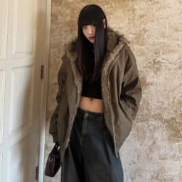 Vintage Solid Fur Collar Hooded Sweatshirt Autumn Winter Zipper Y2K Retro Fleece Jacket Harajuku Plush Dark Fashion Outfits 2025