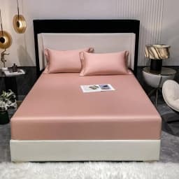 1000TC Premium Egyptian Cotton Fitted Sheet Elastic Bed Sheet, Solid Plain Long Staple Natural Cotton Bed Sheet Pillowcases
