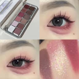 Sexy Rose Wine Red Brown Glitter Eyeshadow Saturation Soft Matte Grey Pink 12 Color Eye Shadow Makeup Palette Eye Contour Makeup