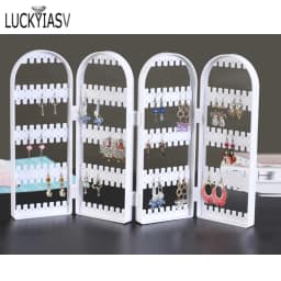 120/180/240/360holes Plastic Clear Earrings Studs Display Rack Folding Screen Earring Jewelry Display Stand Holder Storage Box