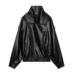 Guobioziy 2026 Fall New Women's Jacket 2026 Fall New Release Loose Faux Leather Biker Jacket Parka European and American Style