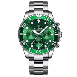 CHENXI Men's Luminous Waterproof Multi-function Watch Stainless Steel Strap Chronograph Calendar Casual Daily Wristwatch