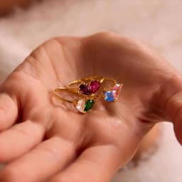 Custom Heart Birthstone Ring Elegant Women Personalized 2 Birthday Stone Anillos Couples Gold Color Jewelry Mothers Day Gifts