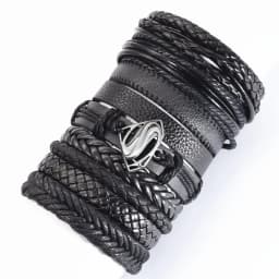 Black Handmade 10 Pcs/set Design Men Bracelets Male Women Leather Bracelets Men Bangle Wholesale Jewelry