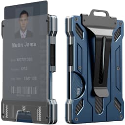 Men's Slim Aluminum RFID Wallet - 15 Card Capacity with Metal Money Clip + Clear ID Window, Anti-Theft Minimalist Design