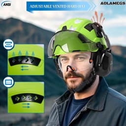 CE Construction Safety Helmet with Double Goggles Reflective Stickers Earmuffs ANSI Hard Hat Industrial Working Cap for Engineer