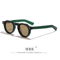 HBK Classic Round Men Sunglasses Vintage Small Frame High-Quality Acetate Frame Sun Glasses Women Party Travel Outdoor Glasses