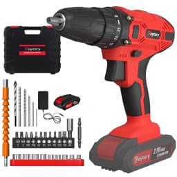 Feytory Cordless Drill Driver 21V Battery Drill Set 25+1 Torque Electric Screwdriver, 2 Speeds with LED Light, Home Power Tool