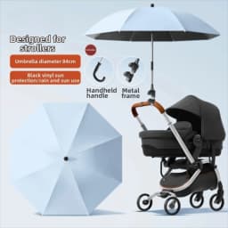 Adjustable UV Protection Umbrella 2-in-1 Design with Clamp Pram Cover Umbrella Universal 360 Degree Baby Stroller Umbrella