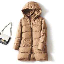 Schinteon Women Ultralight White Duck Down Jacket with Hood 2026 New Autumn Winter Warm Casual Outwear Solid Color Simple Coat