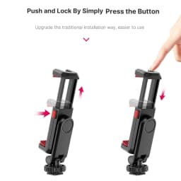 Multi-functional Phone Holder Clamp Phone Tripod Mount 360° Rotatable with Dual Cold Shoe Mounts for Smartphone Vlog Selfie Live