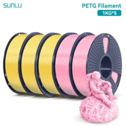SUNLU 5 Roll PETG Clear Filament 1.75 ±0.02 mm 1 kg Spool (2.2 lbs) High Toughness Neatly Wound Filament Fit Most FDM Printer