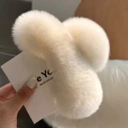 Natural Rex Rabbit Fur Big Crab Hair Clip for Girls Rabbit Hair Claw Clips Cute Ponytail Women's Barrettes Fluffy Hair Crab