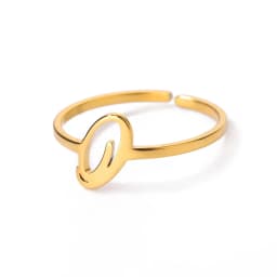 Initial Letter Rings For Women Gold Color Stainless Steel A-Z Letter Adjustable Ring Aesthetic Wedding Christmas Jewelry Gift