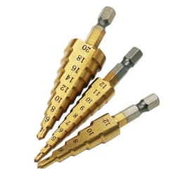 3pcs 1 / 4 " Titanium Coated Metal Hex Core Drill Bits Hss Step Drill Bit Set Cone Hole Cutter Taper Metric 4 - 12 / 20 / 32mm