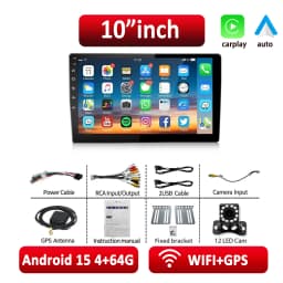 ESSGOO Android 15 Wireless Carplay Car Radio 2 Din 7"/9"/10" GPS Navigator MP5 Player Glass Screen Wi-Fi FM BT Auto Car Stereo
