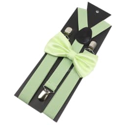 Adjustable Elastic Leather Suspenders Bowtie Set Men Women Baby Blue Braces Straps For Wedding Y-Back Shirt Accessories Gift