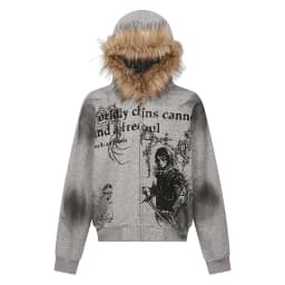 2025 Personalized Spray Painted Pattern Hooded Loose Casual Versatile Couple Style Hooded Sweatshirt Y2K, Paired with a Fringed