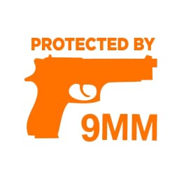 Protected By The Gun 9MM Bumper Vinyl Car Sticker Gun Ammo Decor