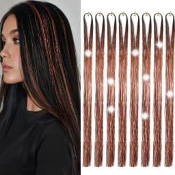 Gold and Silver Hair Sequin Set with 8 Pieces of 1600 Strands of Sparkling Hair for Christmas and Halloween Parties