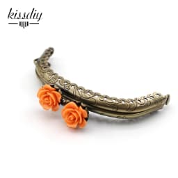 KISSDIY 10pcs 8.5CM Rose Head Pattern Purse Frame Antique Bronze Arc Shape Bag Kiss Clasp Lace Metal DIY Bag Accessories