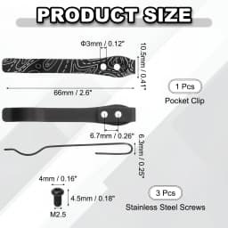 1/2/4Set Deep Carry Pocket Clip 2.6"(66mm) Length Universal Folding Knife Pocket Back Clip w/ Screws Man Knife Replacement Parts