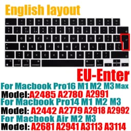 Compatible Keyboard Cover for 2022 MacBook Air 13.6 M2 A2681/2021 2023 MacBook Pro14 16 M1 A2442 A2485 A2779 A2780 with Touch ID