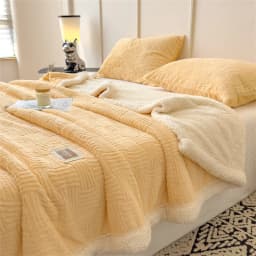 Double Layer Sherpa Fleece Blanket Autumn Winter Thick Warm Plush Blankets for Bed Cozy Fluffy Soft Faux Rabbit Fur Sofa Blanket