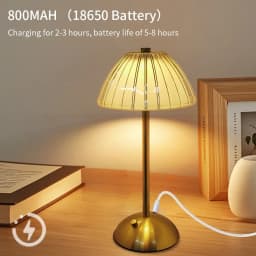 Rechargeable Touch Table Lamp 3 Colors Dimmable Artificial Crystal Lamp Portable Night Light for Bedroom Living Room Restaurant