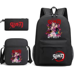 Demon Slayer Anime Print School Backpack Set 3Pcs with Shoulder Bag Pencil Case for Boys Girls
