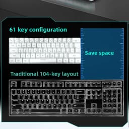 Teclado RGB Gamer 60% Keyboard Ergonomic Mini PC White Computer Keyboard Portable Backlit USB Wired Black Clavier Ordinateur
