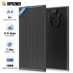 RVPOZWER 12BB/18BB 12V Solar Panel 100W N-Type Monocrystalline Solar Cell High-Efficiency PV Power for Rooftop Camping Rigid
